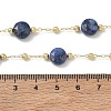 Natural Sodalite Faceted Flat Round Beaded Chain Necklaces with Matte Brass Beads GG-CBA37F5-01G-07-5