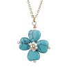 Synthetic Turquoise Clover Shamrock Pendant Necklaces NJEW-JN05170-01-2