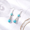 Brass Synthetic Turquoise Dangle Earrings EJEW-JE06535-02-1