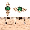 Brass Pave Faceted Glass Connector Charms X-FIND-T070-03D-3