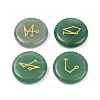 4Pcs 4 Styles Natural Green Aventurine Flat Round with Angels Symbol Display Decorations G-R007-01C-1