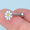 Stainless Steel Enamel Flower Straight Barbell 15 Gauge Piercing Tongue Rings for Women Men WGFC115-01-1