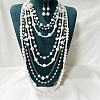 Plastic Imitation Pearl Beaded Multi-layer Necklaces & Dangle Earring Set for Women FS-WGA81C6-01-1