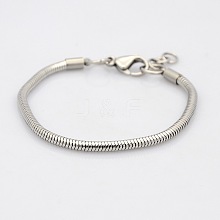304 Stainless Steel European Style Round Snake Chains Bracelets BJEW-N233-03