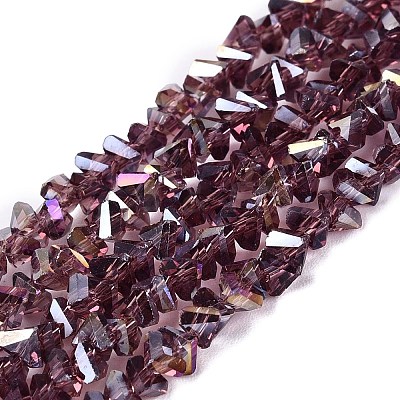Electroplate Transparent Glass Beads Strands EGLA-Q139-01A-A15-1
