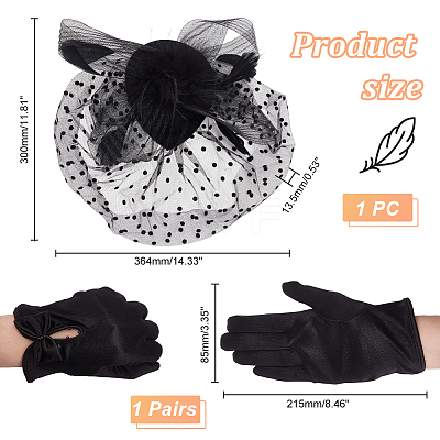 1 Pair Bowknot Pattern Gloves AJEW-GA0006-47A-1