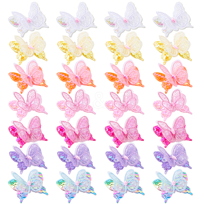 28Pcs 7 Colors Polyester & Resin & Sequined Bowknots DIY-GA0009-24-1