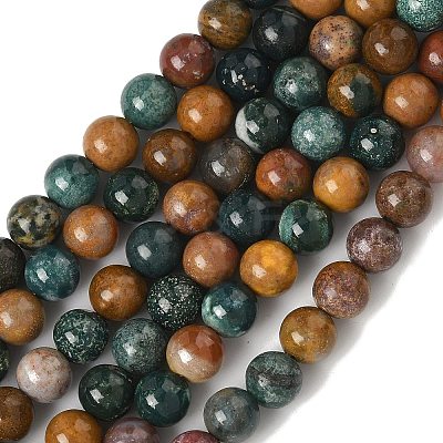 Natural Ocean Jasper Beads Strands G-F668-26-6mm-1