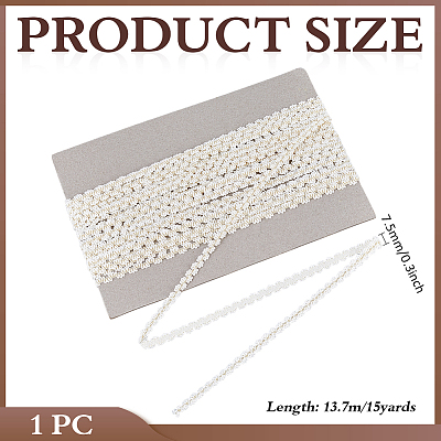 15 Yards Polyester Metallic Elastic Lace Trim OCOR-WH0082-151A-1