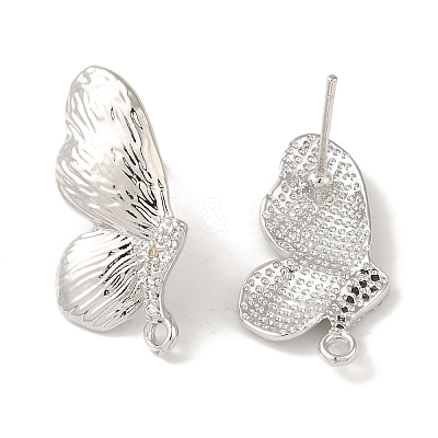 Brass Micro Pave Cubic Zirconia Studs Earring Findings LS-KK-K371-16P-1