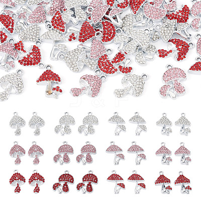 36Pcs 12 Styles Rack Plating Alloy Rhinestone Pendants FIND-TA0010-29-1