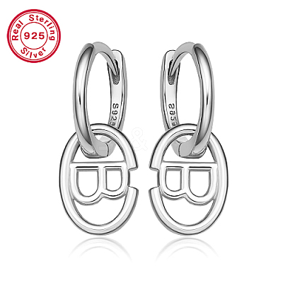 Anti-Tarnish Rhodium Plated Platinum 925 Sterling Silver Hoop Earrings ZC9557-4-1