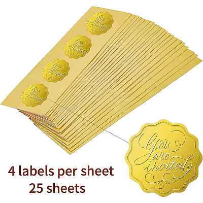 Plastic Self Adhesive Gold Foil Embossed Stickers DIY-WH0211-184-1