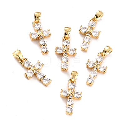 Brass Micro Pave Cubic Zirconia Pendants ZIRC-P089-21-1