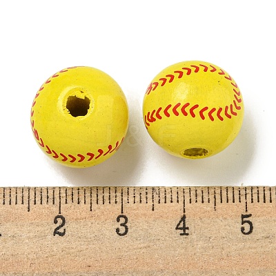 Printed Wood European Beads WOOD-G022-11B-1