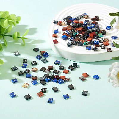 175Pcs 5 Colors 2-Hole Opaque Glass Seed Beads SEED-PJ0001-04A-1