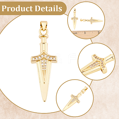 6Pcs Brass Micro Pave Cubic Zirconia Pendants KK-BBC0027-33-1