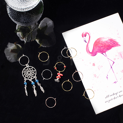 Brass Wine Glass Charm Rings KK-PH0036-43-1