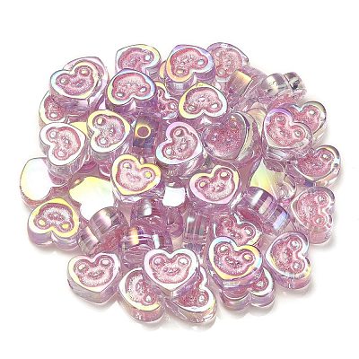 UV Plating Rainbow Iridescent Acrylic Beads X-OACR-G012-11-1