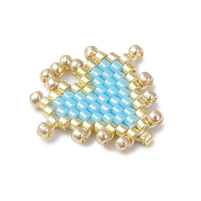 Handmade MIYUKI Glass Seed Beaded Heart Pendants PALLOY-MZ01067-02-1