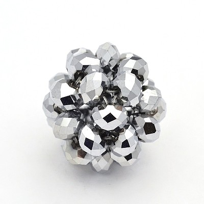 Electroplate Glass Round Woven Beads GLAA-A034-4mm-C05-1
