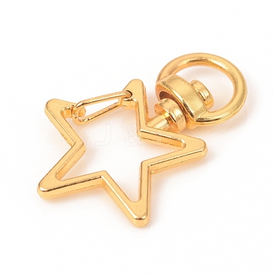Star Shape Zinc Alloy Swivel Lobster Clasps IFIN-WH0053-02G-1