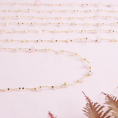 Natural Rose Quartz Chips Beaded Chains CHC-SZ0001-62L-1