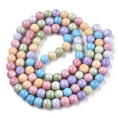 Opaque Crackle Glass Round Beads Strands X-GLAA-T031-01D-1