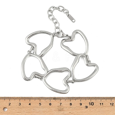 Hollow 304 Stainless Steel Link Chain Bracelets for Women BJEW-P393-02P-1
