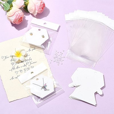 40Pcs Paper Jewelry Display Cards CDIS-FS0001-32B-1