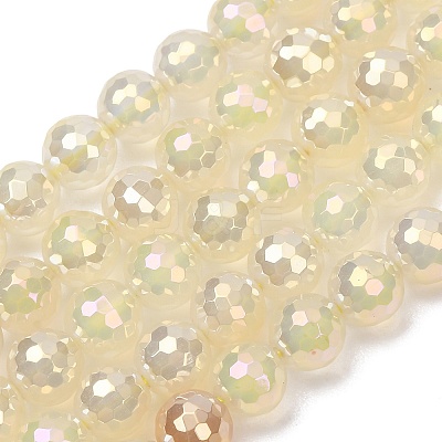 Electroplated Natural Agate Beads Strands G-B191-A07-8mm-02-1