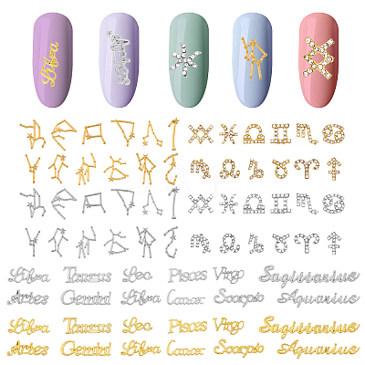 6 Sets 6 Styles Alloy Twelve Constellations Cabochons Sets FIND-GL0001-48-1