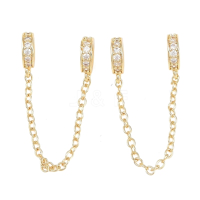 Brass Micro Pave Clear Cubic Zirconia Safety Chains KK-H257-01G-1