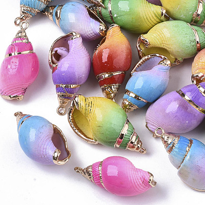 Spray Paint & Electroplate Spiral Shell Pendants SHEL-N026-11-1