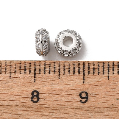 Brass Micro Pave Clear Cubic Zirconia Beads KK-C253-11P-1