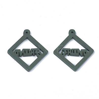 Spray Painted Wood Pendants WOOD-T017-05D-1