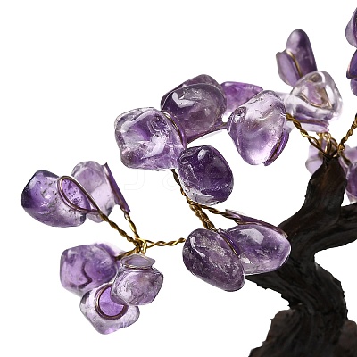 Natural Amethyst Chips Tree Sculpture DJEW-K026-01A-1