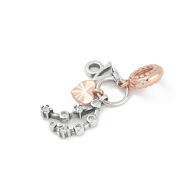 Brass Pendants with Cubic Zirconia European Beads LS-KK-Q015-01M-1
