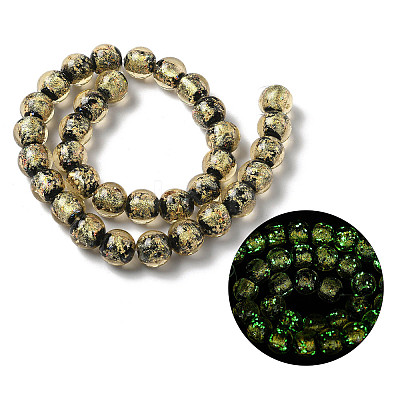 Handmade Luminous Foil Glass Beads LAMP-K039-42-1