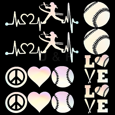 8 Sheets 4 Style Heart & Tennis Pattern Laser Style PET Waterproof Self-Adhesive Stickers STIC-GF0001-02C-1