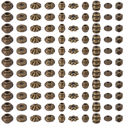 500Pcs 10 Styles Tibetan Style Spacer Beads FIND-BM0001-32-1