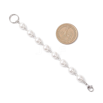 Shell Pearl Round Beaded Chain Pendant Decorations HJEW-JM04618-01-1