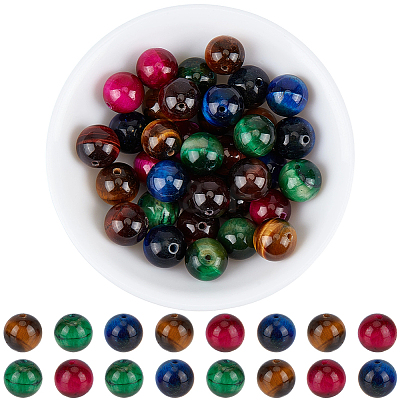 40Pcs Natural Tiger Eye Beads G-PA0002-48-1