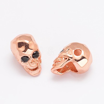 Eco-Friendly Brass Micro Pave Cubic Zirconia Beads ZIRC-P017-11RG-NR-1