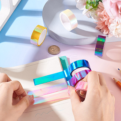 6Rolls 6 Colors PET Decorative Tape OFST-TA0001-07-1