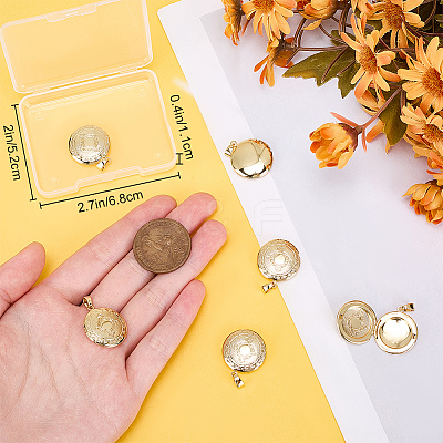 6Pcs Brass Locket Pendants KK-BBC0015-48-1