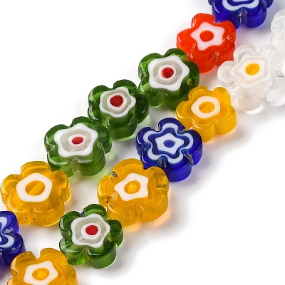Handmade Millefiori Lampwork Beads Strands LAMP-G164-03J-1