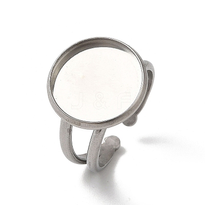 Non-Tarnish 304 Stainless Steel Cuff Ring Settings STAS-E202-02A-P-1
