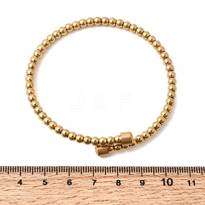 304 Stainless Steel Round Beaded Bangles for Women BJEW-D436-01G-1