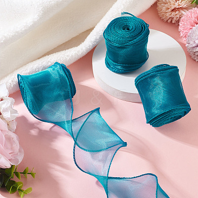 3 Rolls Polyester Organza Ribbons SRIB-TA0001-25-1